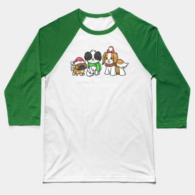 Shih Tzu a Merry Christmas Baseball T-Shirt by MeenGreenie